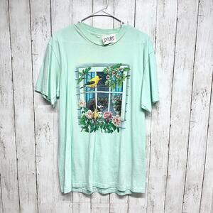 Vintage Blouse Women Chest 39" Medium Graphic Crewneck Short Sleeve Tee Shirt